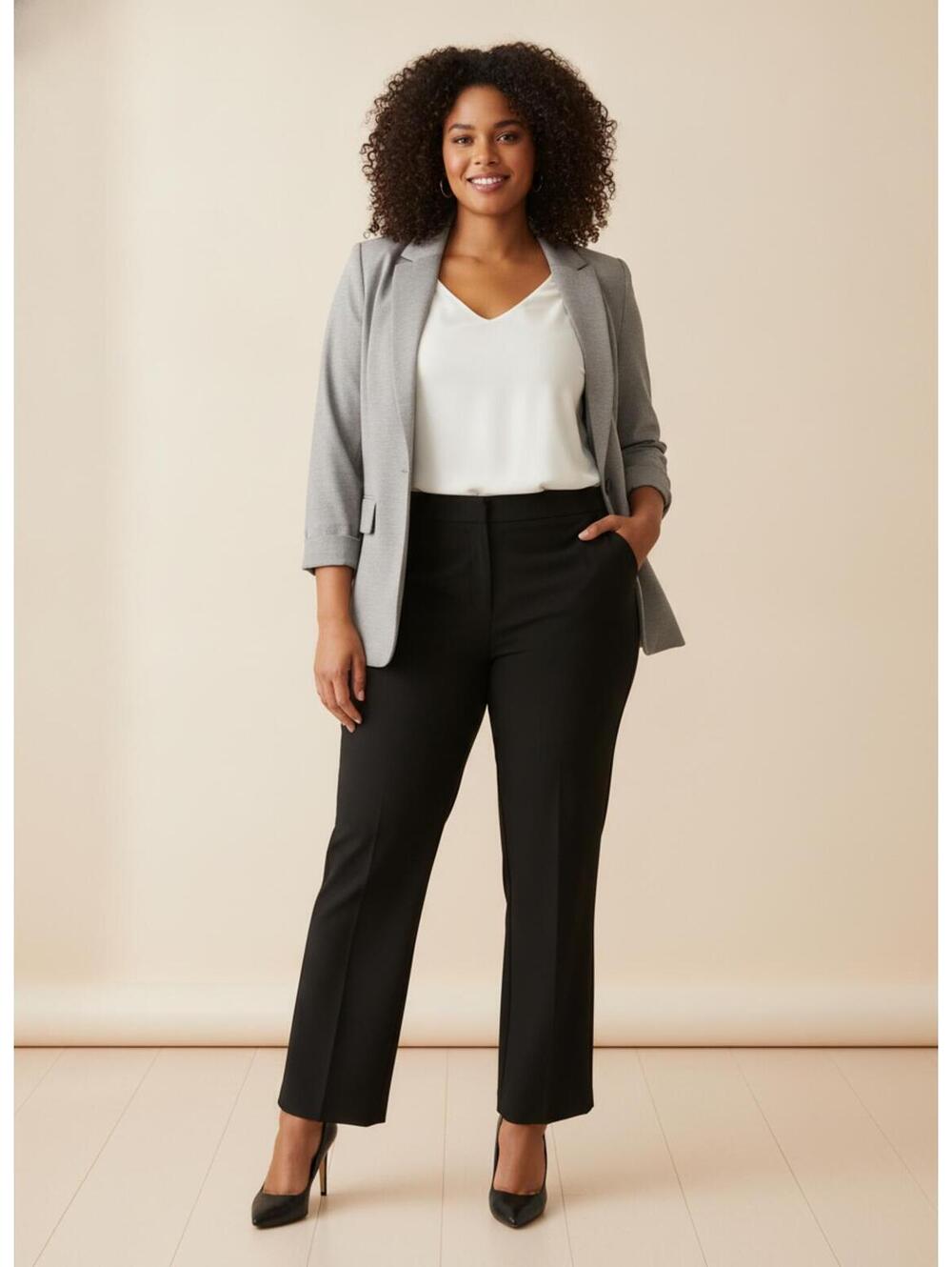 LOFT High Waist Straight Leg Trousers Black Size 16